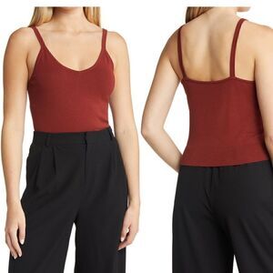 Halogen Women’s strappy tank knit sweater top in burgundy size M, NWT